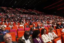 Photo prise le 23 juillet à Paris pendant la conférence internationale sur la recherche contre le SI