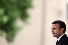 Le président de la République Emmanuel Macron le 26 juillet 2017 à Saint-Étienne-du-Rouvray en Norma