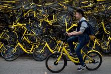 Un centre de réparation du loueur chinois de vélos en partage Ofo à Pékin, le 6 avril 2017