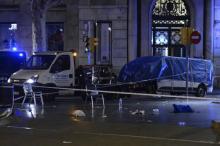 Périmètre de sécurité mis en place par la police après un attentat, le 17 août 2017 à Barcelone