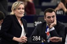Marine Le Pen et Florian Philippot au Parlement européen à Strasbourg, le 17 janvier 2017