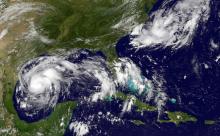 Image fournie par le satellite GOES de l’agence américaine océanique et atmosphérique (NOAA), et de 