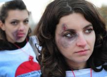 Manifestations de femmes contre les violences conjugales à Bucarest le 26 novembre 2011