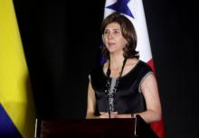 La ministre colombienne des Affaires étrangères, Maria Angela Holguin, lors d'une conférence de pres