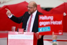 Le leader du parti social-démocrate allemand Martin Schulz en campagne à Hanovre, en Allemagne, le 2