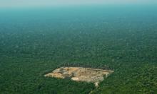 Vue aérienne de la forêt amazonienne brésilienne partiellement abattue, le 22 septembre 2017