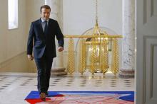 Le président Emmanuel Macron à Rungis dans la banlieue de de Paris, le 11 octobre 2017