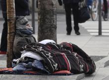 Un sans-abri dans une rue de Lyon, le 26 janvier 2017