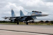Un bombardier russe Su-35 à la base russe de Hmeimim, en Syrie, le 4 mai 2016