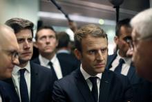 Le président Emmanuel Macron rencontre la fédération française du bâtiment le 6 octobre 2017 à Paris