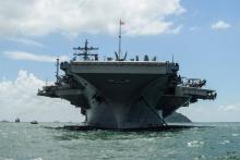 The major joint US and South Korea naval drill led by the USS Ronald Reagan aircraft carrier is set 