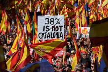 Manifestation pour l'unité de l'Espagne à Barcelone, le 29 octobre 2017, deux jours après la déclara