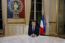Emmanuel Macron donne une interview télévisée à l'Elysée le 15 octobre 2017