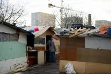 Un bidonville de Stains en banlieue parisienne, en décembre 2014
