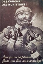 Une caricature fournie par l'Historial de Péronne, montrant un poilu tenant plusieurs bouteilles de 