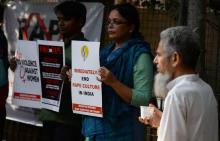 Des activistes indiens protestent contre les viols en Inde, à New Delhi, le 21 février 2017