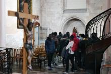Des migrants réunis dans l'Église Saint-Ferréol de Marseille, le 22 novembre 2017