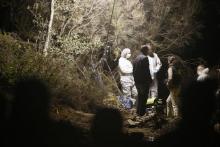 Des gendarmes sur une scène de crime après le meurtre d'un conseiller municipal en Corse, le 4 novem