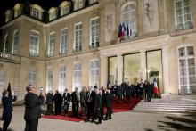 Les maires de France arrivent à l'Elysée pour le dîner officiel du 100e Congrès des maires, le 22 no
