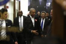L'ancien président américain Barack Obama, lors d'une conférence à Chicago le 1er novembre 2017.