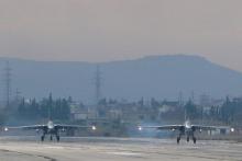 Des avions russes Soukhoï SU-25 sur la base de Hmeimim, le 16 décembre 2016 en Syrie