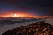 L'Observatoire européen austral a mis à disposition cette représentation de ce que pourrait être la surface de l'exoplanète Proxima b.
