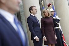 Le président Emmanuel Macron et son épouse Brigitte à l'Elysée le 18 novembre 2017