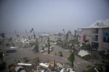 A Marigot, sur la partie française de l'île de Saint-Martin, pendant le passage de l'ouragan Irma, l