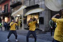 Valse de pizzas à Naples pour célébrer l'inscription au patrimoine immatériel de l'Unesco, le 7 déce