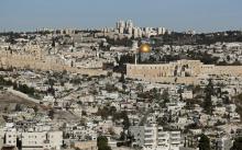 La ville de Jérusalem, et son Dôme du Rocher, le 4 décembre 2017