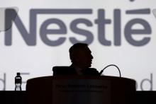 La silouhette du PDG de Nestlé, Peter Brabeck-Letmathe, lors de l'assemblée générale des actionnaire