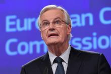 Le négociateur en chef de la Commission européenne pour le Brexit, Michel Barnier, lors d'une confér