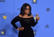 Oprah Winfrey actrice et animatrice de légende distinguée aux Golden Globes dimanche pour sa constribution au monde du divertissement