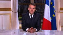 Une capture vidéo de l'intervention du président Emmanuel Macron pour ses voeux, le 31 décembre 2017 à l'Elysée