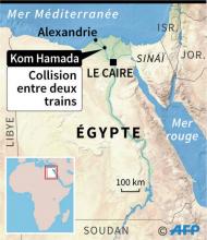 Localisation de Kom Hamada en Egypte, où une collision entre deux trains a fait au moins 10 morts mercredi.