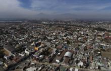 Une vue aérienne de Tenancingo, dans l'Etat de Tlaxcala, au Mexique, le 19 janvier 2018