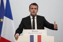 Emmanuel Macron lors d'un discours à Bastia, le 7 février 2018 en Corse