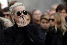 La veuve de Johnny Hallyday, Laeticia, lors de la cérémonie funéraire de son mari à Paris, le 9 décembre 2017