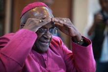 Desmond Tutu à la cathédrale St-Georges à Cape Town, le 23 avril 2014