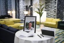 Livre de condoléances pour Ingvar Kamprad, fondateur d'Ikéa, dans un magasin de Stockholm le 29 janvier 2018