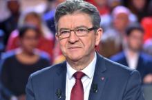 Le leader de La France insoumise, Jean-Luc Mélenchon avant de prendre part à "L'Emission politique" 