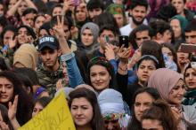 Manifestation de femmes pour marquer la journée internationale des droits des femmes à Diyarbakir, le 8 mars 2018