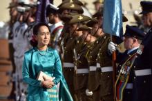 La dirigeante birmane Aung San Suu Kyi, le 19 mars 2018 à Canberra, en Australie