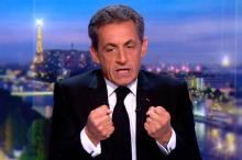 Nicolas Sarkozy sur le plateau de TF1 à Boulogne-Billancourt, le 22 mars 2018
