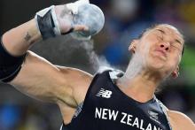 La Néo-Zélandaise Valerie Adams en finale du lancer du poids aux JO de Rio, le 12 août 2016