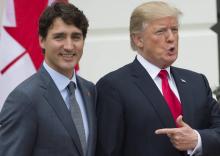 Le Premier ministre canadien Justin Trudeau et le président américain Donald Trump, le 11 octobre 2017 à la Maison Blanche