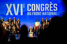 Marine Le Pen s'adresse aux membres et aux militants du Front national, le 11 mars 2018 lors du congrès du parti à Lille
