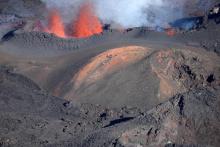 Eruption au Piton de la Fournaise, le 14 juillet 2017 à la Réunion