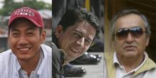 Parents et amis des trois employés du quotidien équatorien El Comercio, enlevés fin mars à la frontière colombienne, manifestent le 5 avril 2018 à Quito.
