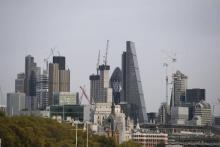 Le secteur financier britannique, symbole d'inégalités salariales criantes et des difficultés des femmes à accéder aux plus hautes fonctions La City de Londres, le 1er novembre 2017